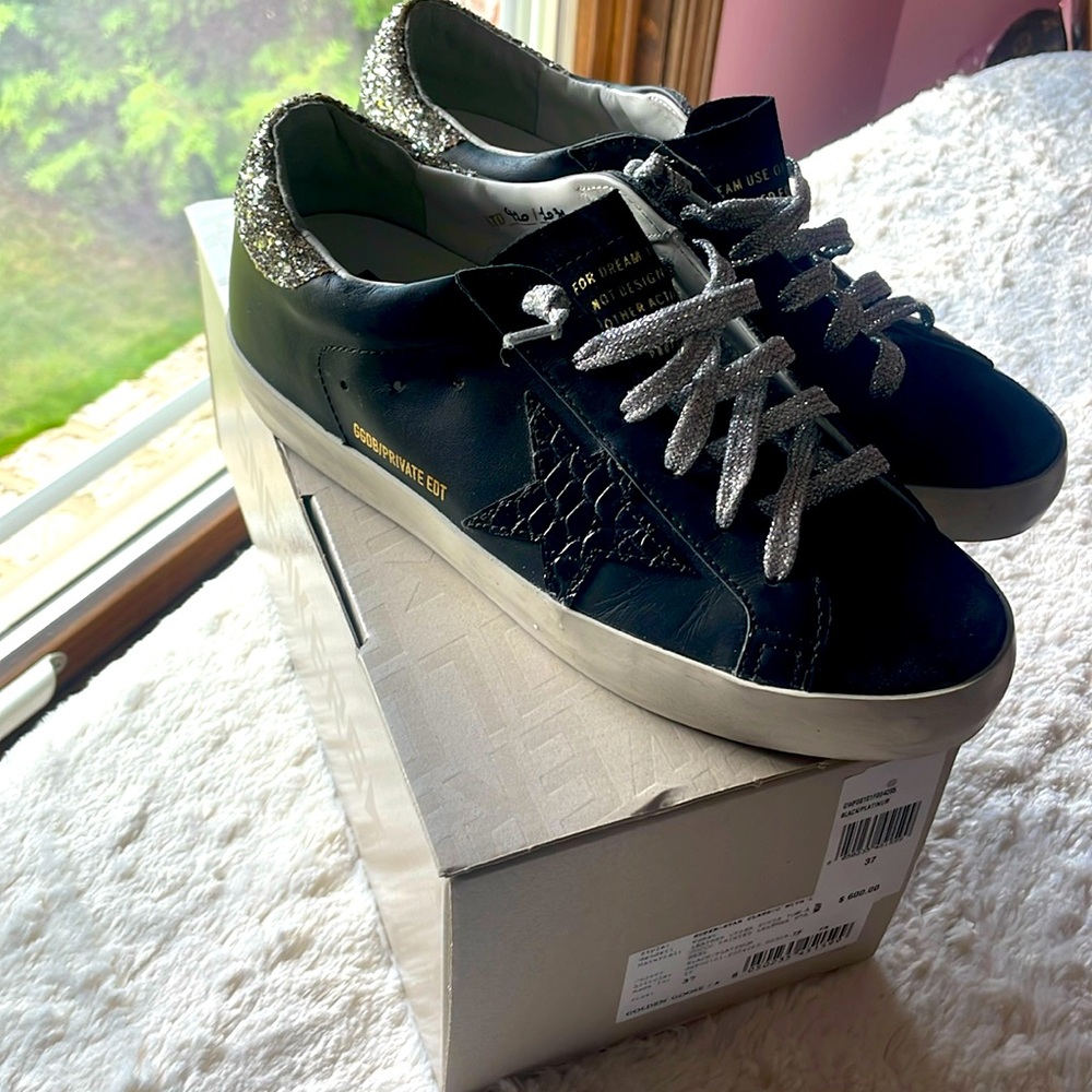 Golden Goose Super-Star Classic Black Platinum size 37